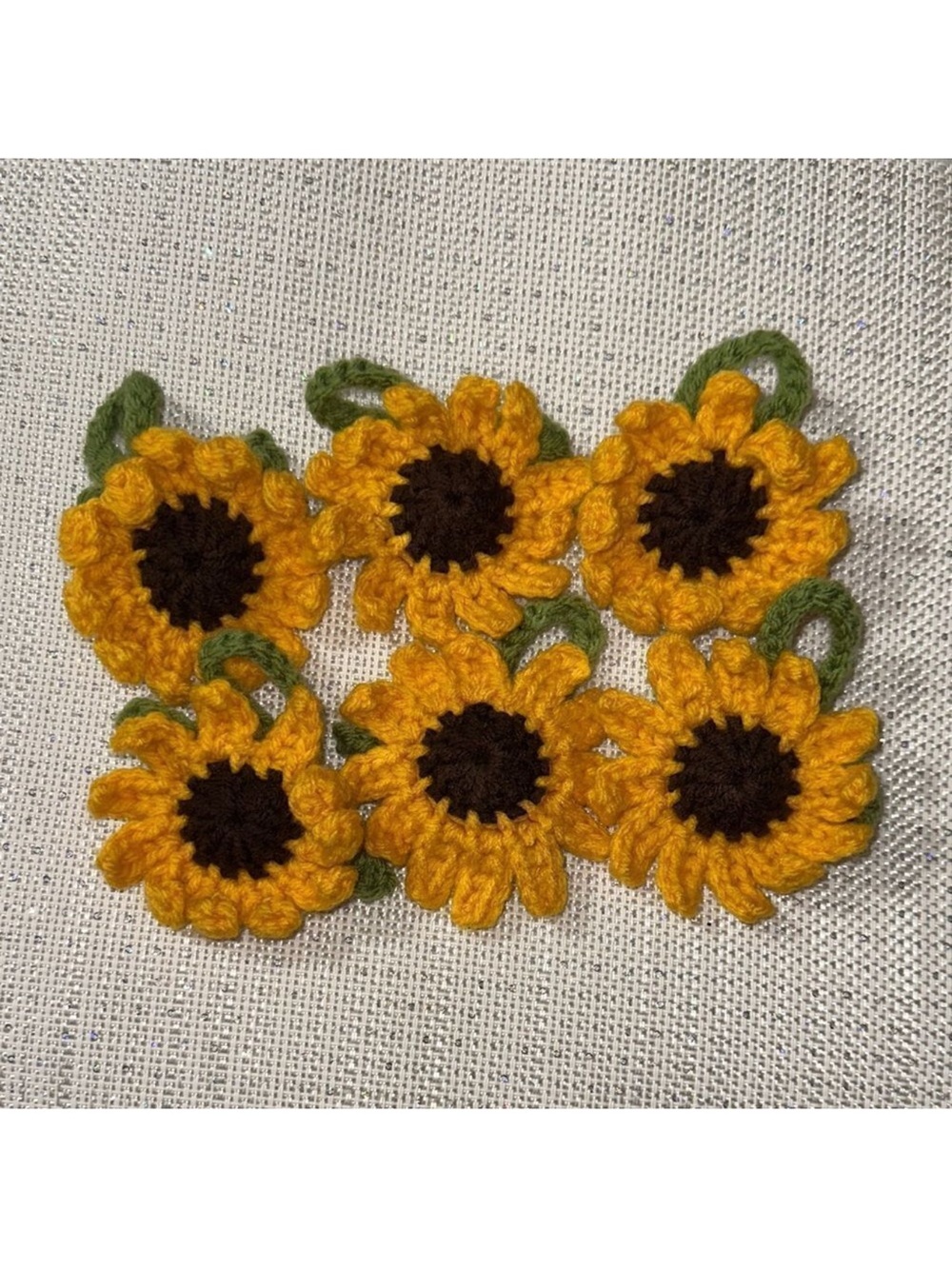 Hand Crochet Gold Brown Green Sunflower Charms